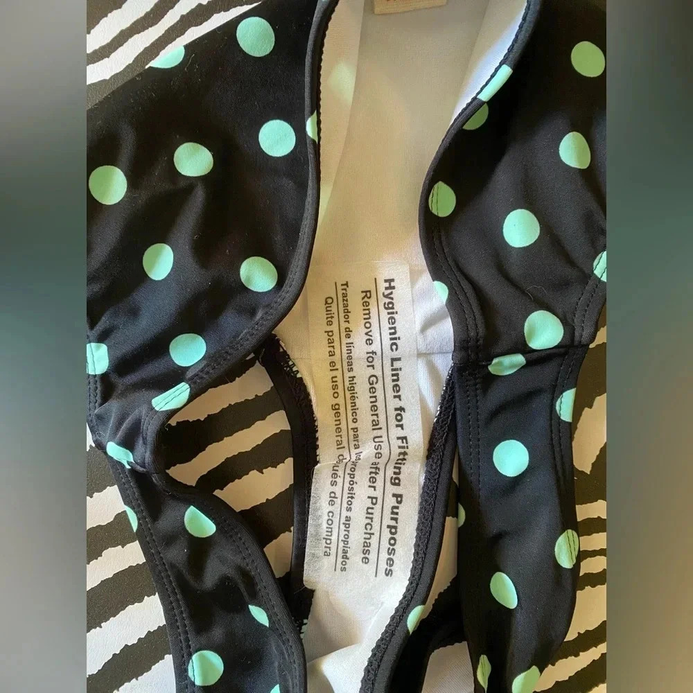 Black and mint polka dot bikini bottom - Picture 3 of 4